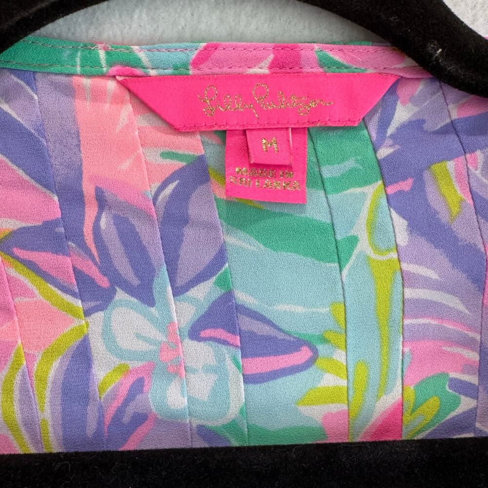 Lilly Pulitzer Marilina Tunic Multi It Was All A Dream Top Tassel Trim Size M - Picture 5 of 7
